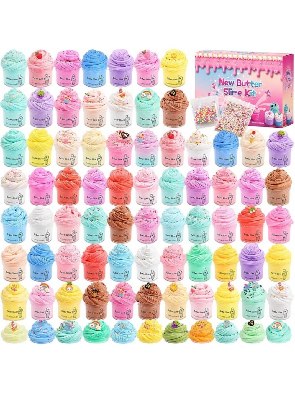 100 Pack Butter Slime Kit - Super Soft, Non-Sticky Party Favors & Stress Relief